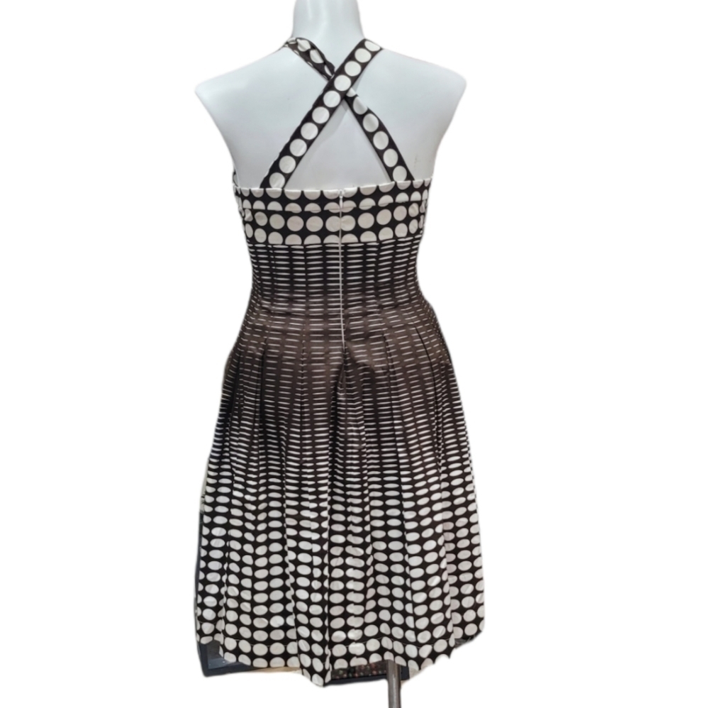 Calvin Klein Brown/White Polkadot Halter Summer Dress Women's Sz 12 - Picture 4 of 10